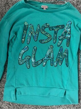 Juicy Couture Teal Sequin 'INSTA GLAM' Pullover